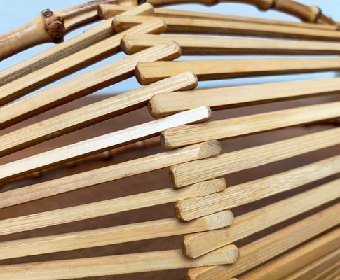 Mid-Century Bamboo and Wood Basket Bowl, 1960s-UAH-1364045