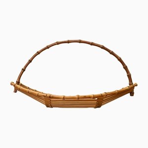 Mid-Century Bamboo and Wood Basket Bowl, 1960s-UAH-1364045