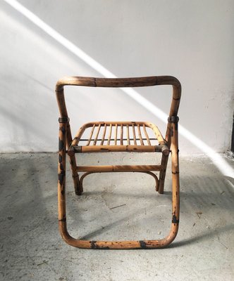 Mid-Century Bamboo Folding Chair with Brass Details, 1950s-GGK-728808