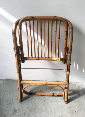 Mid-Century Bamboo Folding Chair with Brass Details, 1950s-GGK-728808