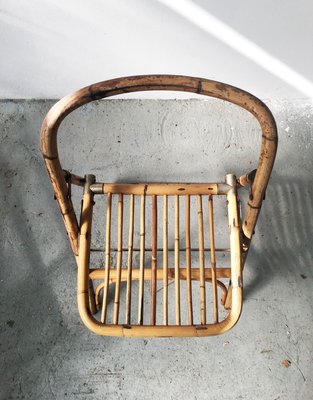 Mid-Century Bamboo Folding Chair with Brass Details, 1950s-GGK-728808