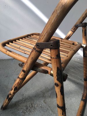 Mid-Century Bamboo Folding Chair with Brass Details, 1950s-GGK-728808