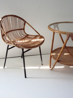 Mid-Century Bamboo Lounge Chairs & Table by Alan Fuchs for Uluv, 1960s, Set of 3-ALG-700452