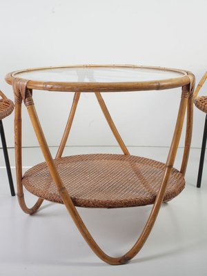 Mid-Century Bamboo Lounge Chairs & Table by Alan Fuchs for Uluv, 1960s, Set of 3-ALG-700452