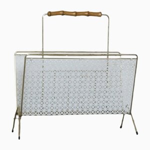 Mid-Century Bamboo & Metal Magazine Rack, 1960s-UMB-1282854