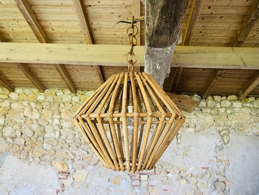 Mid-Century Bamboo & Rattan Pendant Lamp, 1960s-OJT-1823729