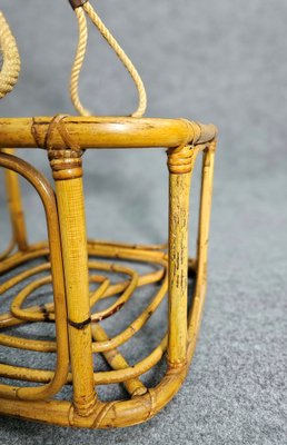 Mid-Century Bamboo Rope and Leather Plant Holder, 1970s-ZST-1741710