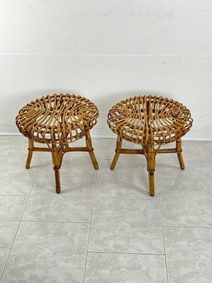 Mid-Century Bamboo Stools in the style of Franco Albini, 1960s, Set of 2-YST-2042013