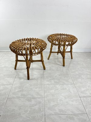 Mid-Century Bamboo Stools in the style of Franco Albini, 1960s, Set of 2-YST-2042013