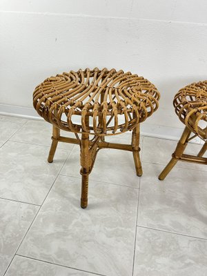 Mid-Century Bamboo Stools in the style of Franco Albini, 1960s, Set of 2-YST-2042013