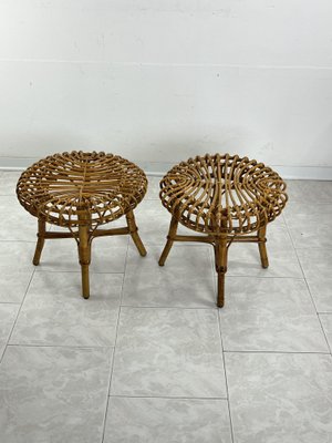 Mid-Century Bamboo Stools in the style of Franco Albini, 1960s, Set of 2-YST-2042013