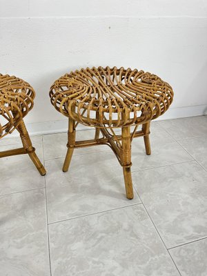 Mid-Century Bamboo Stools in the style of Franco Albini, 1960s, Set of 2-YST-2042013