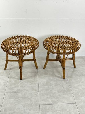 Mid-Century Bamboo Stools in the style of Franco Albini, 1960s, Set of 2-YST-2042013