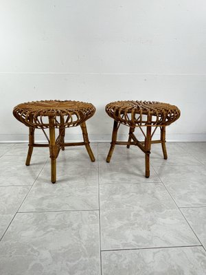 Mid-Century Bamboo Stools in the style of Franco Albini, 1960s, Set of 2-YST-2042013