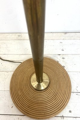 Mid-Century Bamboo-Wooden and Brass Floor Lamp, 1960s-WZZ-971258