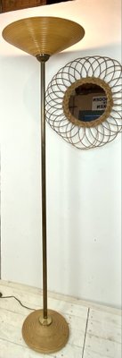 Mid-Century Bamboo-Wooden and Brass Floor Lamp, 1960s-WZZ-971258