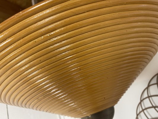 Mid-Century Bamboo-Wooden and Brass Floor Lamp, 1960s-WZZ-971258