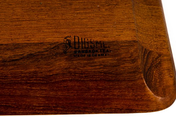 Mid-Century Bangkok Teak Wood Tray Server with Glass Inserts from Digsmed, Denmark, Set of 4-SPD-1138801