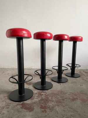 Mid-Century Bar Stools in Red Vinyl, 1960s, Set of 2-EHE-1286025