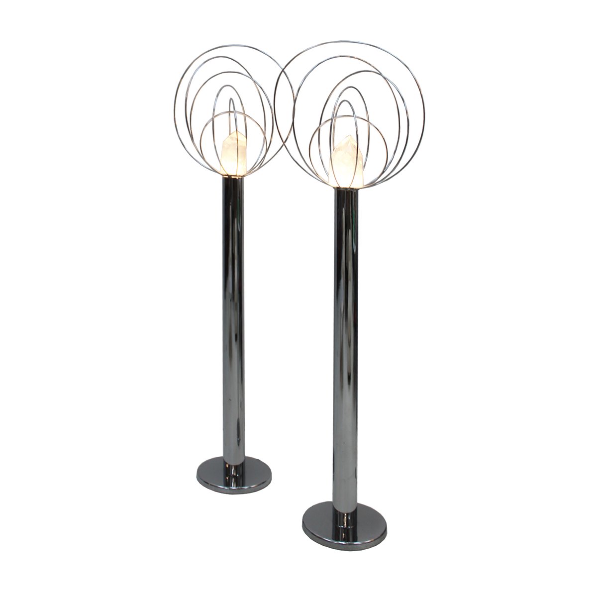 Mid-Century Barnaba Floor Lamps attributed to Angelo Brotto, Italy, 1970s, Set of 2