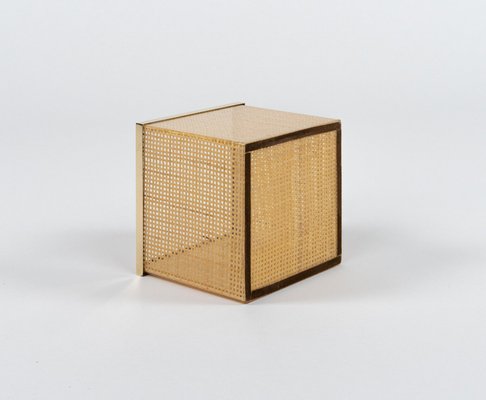 Mid-Century Basket in Acrylic Glass, Wicker and Brass by Christian Dior, Italy, 1970s-LYQ-2019590