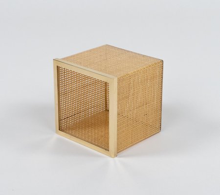 Mid-Century Basket in Acrylic Glass, Wicker and Brass by Christian Dior, Italy, 1970s-LYQ-2019590