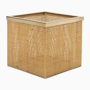 Mid-Century Basket in Acrylic Glass, Wicker and Brass by Christian Dior, Italy, 1970s-LYQ-2019590