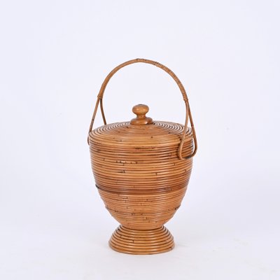 Mid-Century Basket in Rattan and Wicker from Vivai del Sud, Italy, 1970s-JDR-1700116