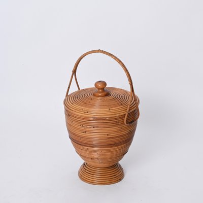 Mid-Century Basket in Rattan and Wicker from Vivai del Sud, Italy, 1970s-JDR-1700116