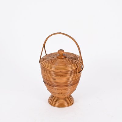 Mid-Century Basket in Rattan and Wicker from Vivai del Sud, Italy, 1970s-JDR-1700116