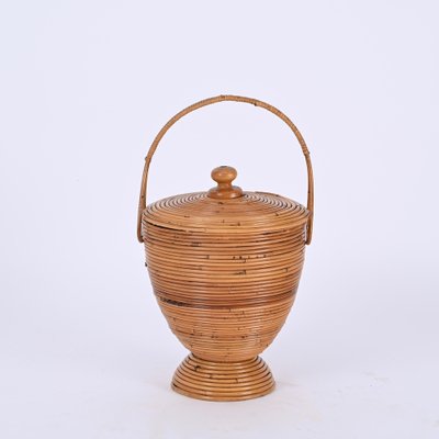 Mid-Century Basket in Rattan and Wicker from Vivai del Sud, Italy, 1970s-JDR-1700116