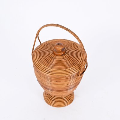 Mid-Century Basket in Rattan and Wicker from Vivai del Sud, Italy, 1970s-JDR-1700116