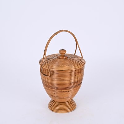 Mid-Century Basket in Rattan and Wicker from Vivai del Sud, Italy, 1970s-JDR-1700116