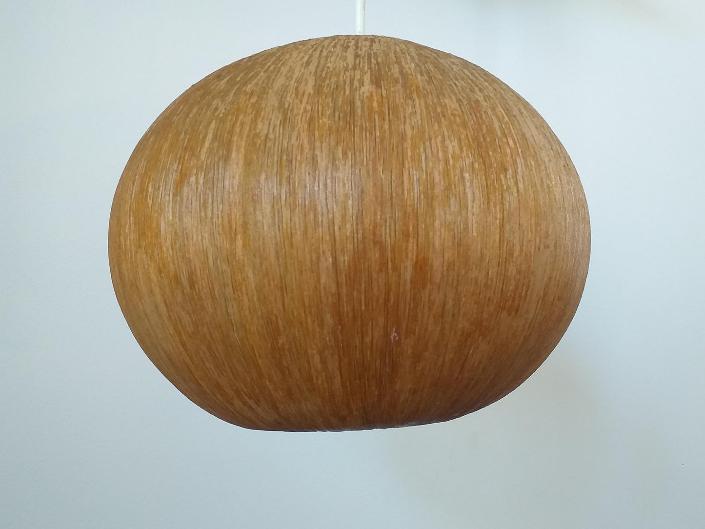 Mid-Century Bast, Wood and Veneer Pendant, Denmark, 1960s