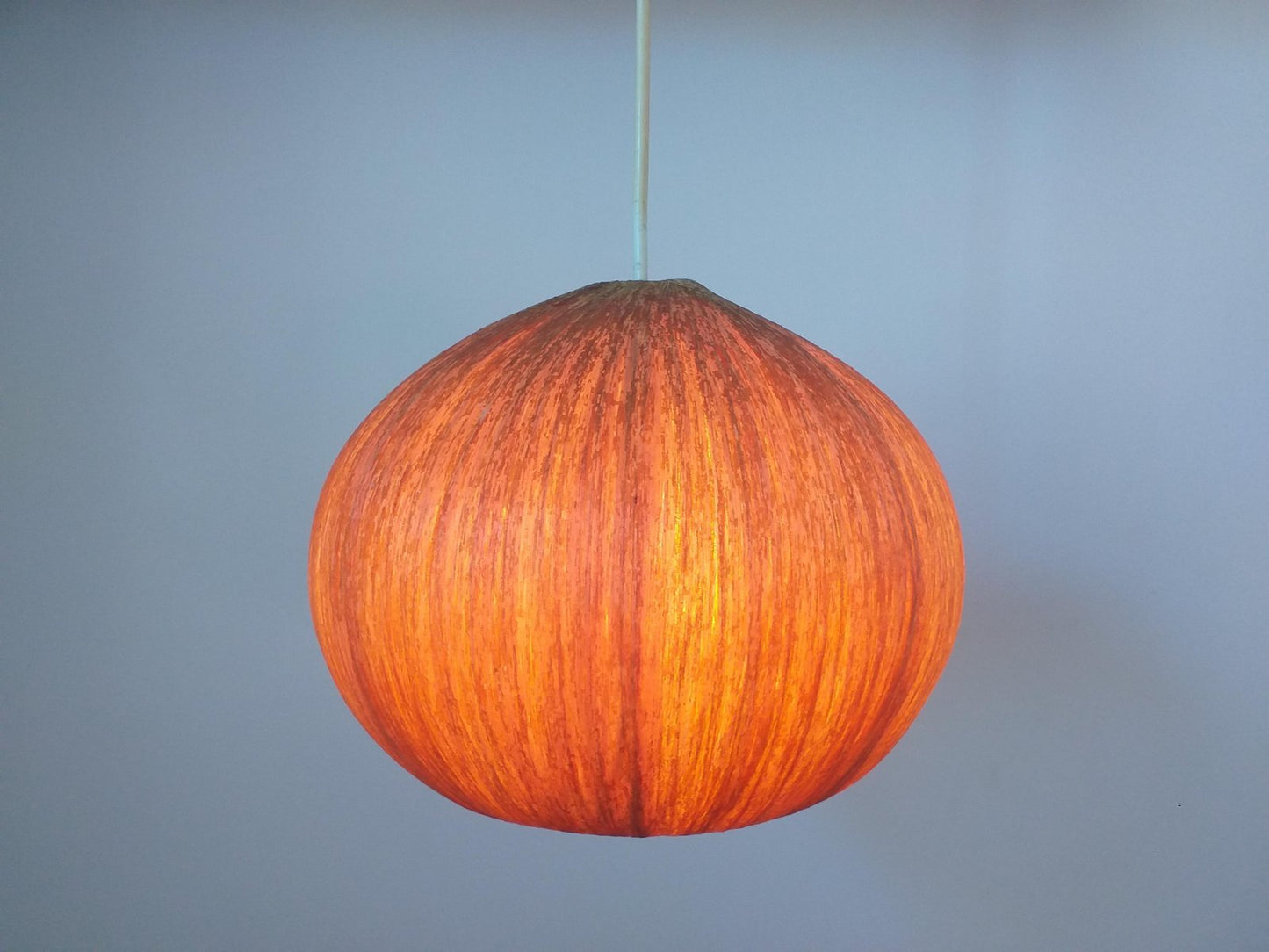 Mid-Century Bast, Wood and Veneer Pendant, Denmark, 1960s