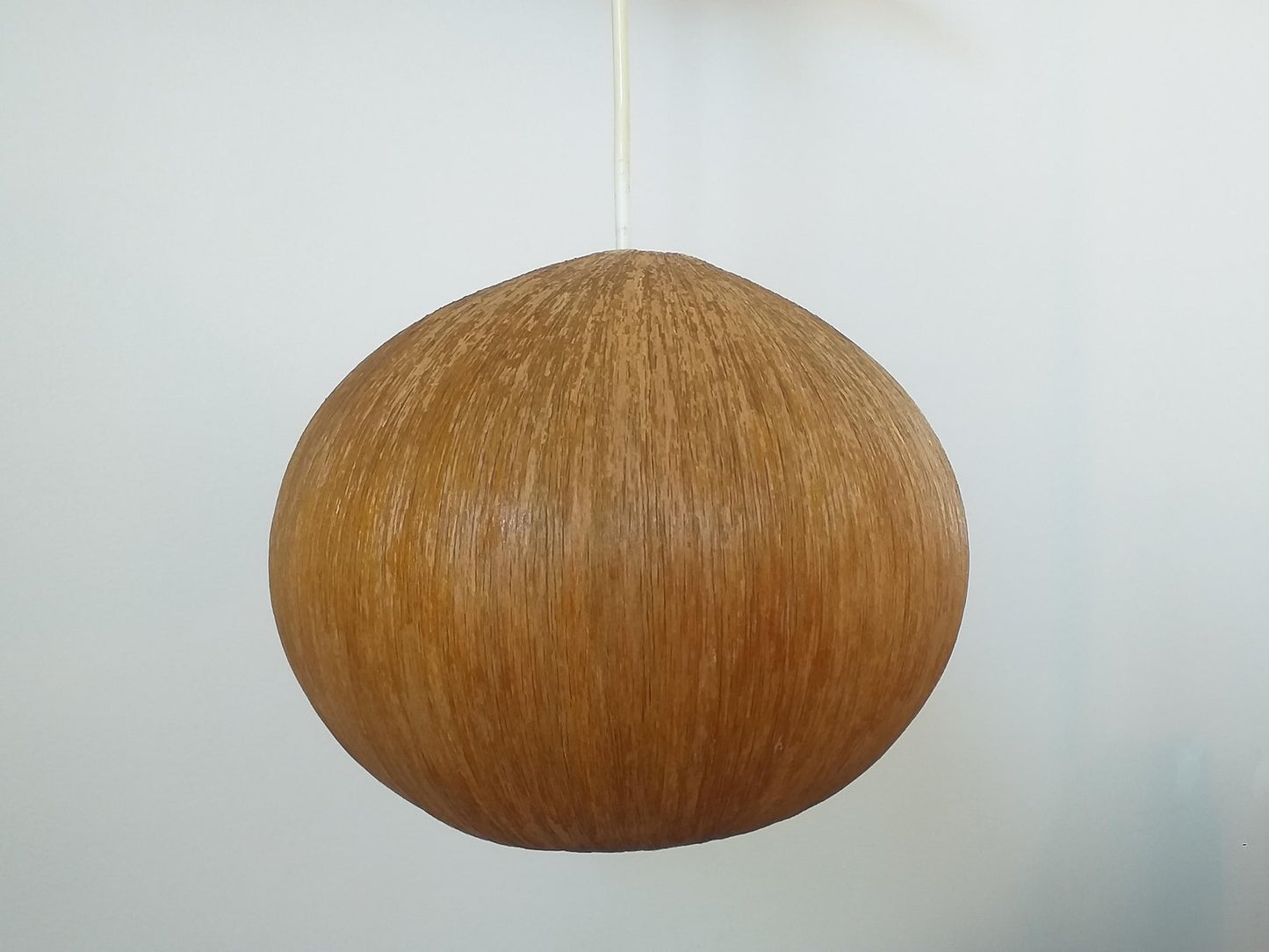 Mid-Century Bast, Wood and Veneer Pendant, Denmark, 1960s