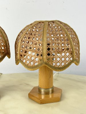 Mid-Century Bedside Table Lamps in Rattan, 1960s, Set of 2-YST-1806171