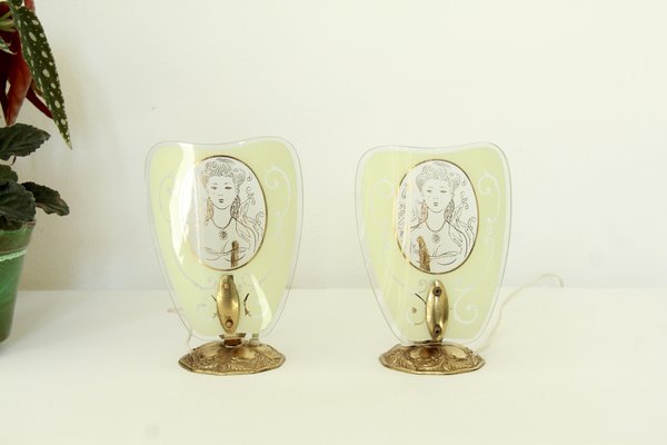 Mid-Century Bedside Table Lamps, Italy, 1950s, Set of 2-HUY-1748960