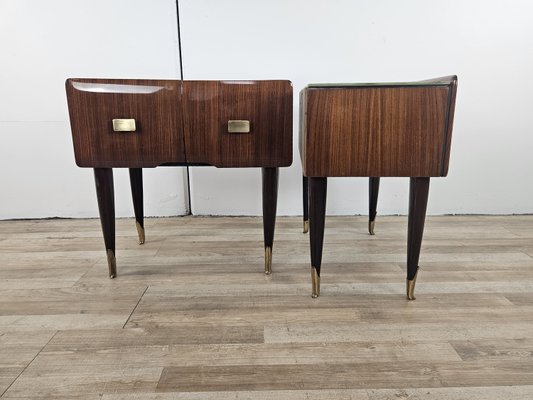 Mid-Century Bedside Tables in Mahogany Root with Glass Top, 1960, Set of 2-ZUW-2035754