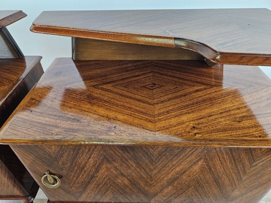 Mid-Century Bedside Tables in Mahogany Root with Lacquered Feet, 1960, Set of 2-ZUW-2035762