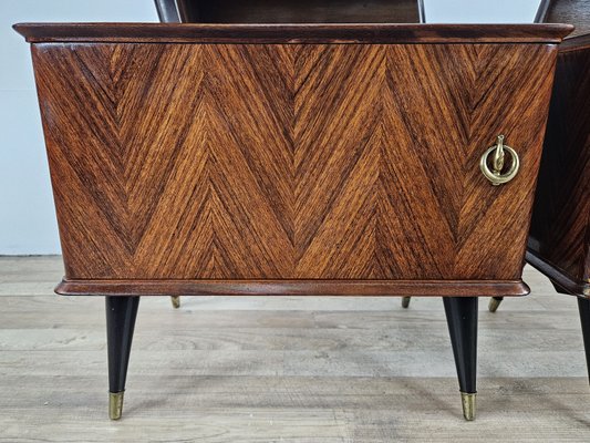 Mid-Century Bedside Tables in Mahogany Root with Lacquered Feet, 1960, Set of 2-ZUW-2035762