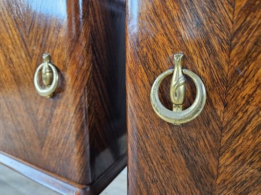 Mid-Century Bedside Tables in Mahogany Root with Lacquered Feet, 1960, Set of 2-ZUW-2035762