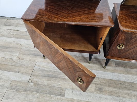 Mid-Century Bedside Tables in Mahogany Root with Lacquered Feet, 1960, Set of 2-ZUW-2035762