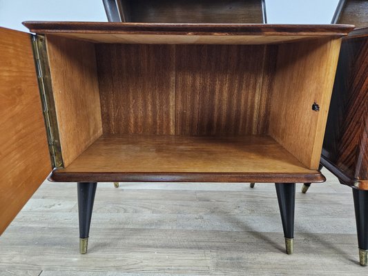 Mid-Century Bedside Tables in Mahogany Root with Lacquered Feet, 1960, Set of 2-ZUW-2035762