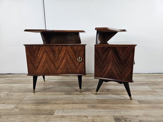 Mid-Century Bedside Tables in Mahogany Root with Lacquered Feet, 1960, Set of 2-ZUW-2035762