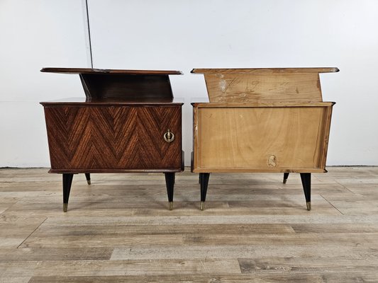 Mid-Century Bedside Tables in Mahogany Root with Lacquered Feet, 1960, Set of 2-ZUW-2035762