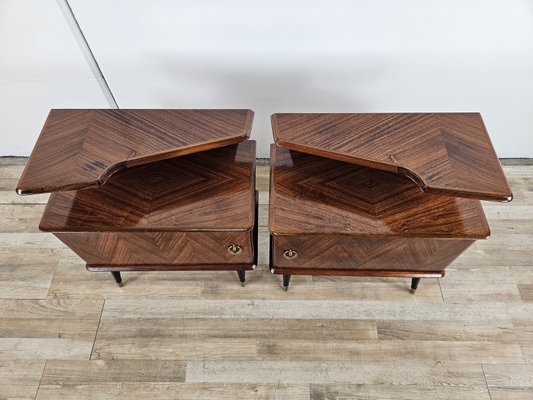 Mid-Century Bedside Tables in Mahogany Root with Lacquered Feet, 1960, Set of 2-ZUW-2035762