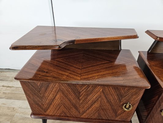 Mid-Century Bedside Tables in Mahogany Root with Lacquered Feet, 1960, Set of 2-ZUW-2035762