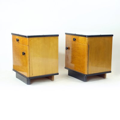 Mid-Century Bedside Tables in Oak with Glass Tops from Up Závody, 1960s, Set of 2-UL-1703157