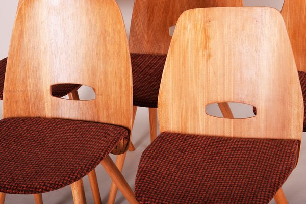 Mid-Century Beech Dining Chairs attributed to František Jirák for Tatra Nabykov, Slovakia, 1950s, Set of 5-WHY-1790695